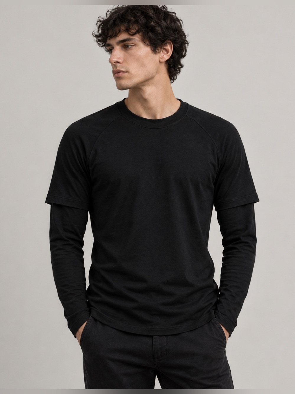 Helmut Lang Double Layer Long Sleeve Tee Black Size S